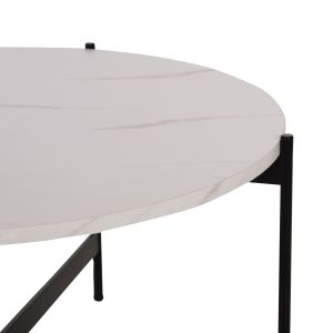 Холна маса Hm9588,05 мдф бял мрамор-черна метална база D80x45cm
