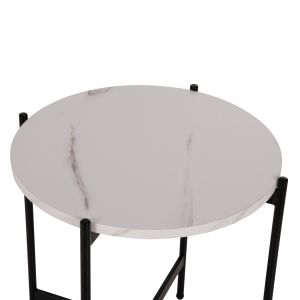 Холна маса Hm9589,05 Mdf бял плот с мраморен ефект с метална база D50x55hcm