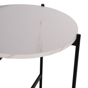 Холна маса Hm9589,05 Mdf бял плот с мраморен ефект с метална база D50x55hcm