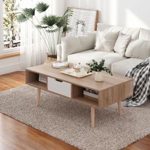 Холна маса Krener Hm9877,04 меламин в Sonama бял-масивни борови крака 104х50х42hcm