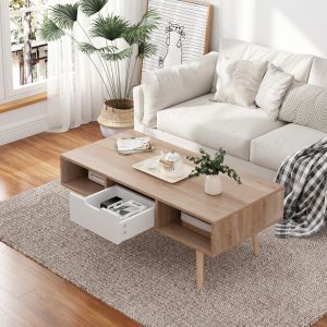 Холна маса Krener Hm9877,04 меламин в Sonama бял-масивни борови крака 104х50х42hcm