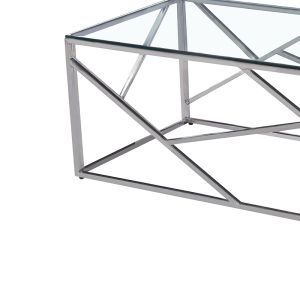 Холна маса Mabs със сребърка рамка и стъкла 8mm 120x60x40cm
