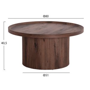 Coffee table Margon Hm18026 Mdf in dark brown wood color Φ80x40.5hcm.
