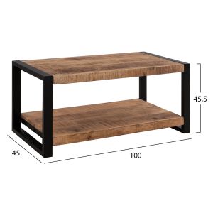 Холна маса Miles Industrial Hm8486,11 от масивно мангово дърво 100x45x45,5