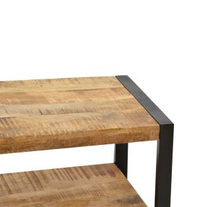 Coffee table Miles Industrial solid mango wood Walnut-black 100x45x45.5cm