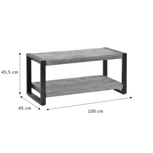Coffee table Miles Industrial solid mango wood Walnut-black 100x45x45.5cm