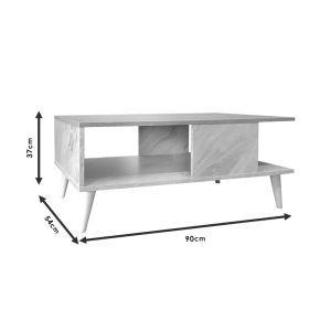 Coffee table Moses sonoma/white with marble effect 90x54x37.5cm