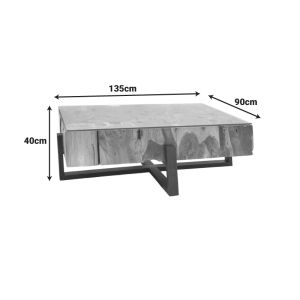 Naturally Borth coffee table made of teak wood in natural color 135x90x40 cm