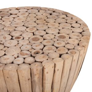 Холна маса Naturally Hm9804 от масивно тиково дърво в натурален цвят D80x46hcm