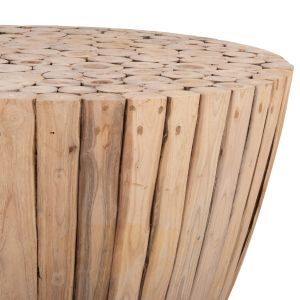 Холна маса Naturally Hm9804 от масивно тиково дърво в натурален цвят D80x46hcm