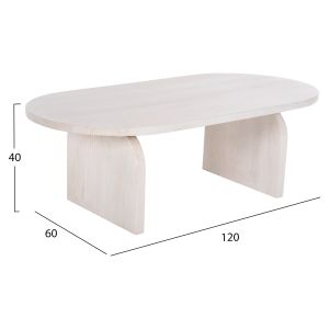 Холна маса Oval Honky Santorini Wood Hm9691 от масивно мангово дърво в бял цвят 120x60x40hcm