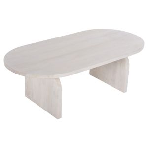 Холна маса Oval Honky Santorini Wood Hm9691 от масивно мангово дърво в бял цвят 120x60x40hcm