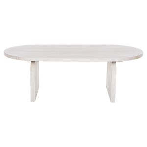 Холна маса Oval Honky Santorini Wood Hm9691 от масивно мангово дърво в бял цвят 120x60x40hcm