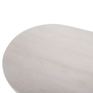 Холна маса Oval Honky Santorini Wood Hm9691 от масивно мангово дърво в бял цвят 120x60x40hcm