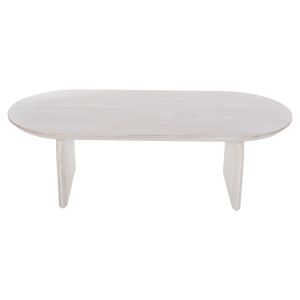Холна маса Oval Honky Santorini Wood Hm9710 от масивно мангово дърво в бял цвят 130x60x35hcm