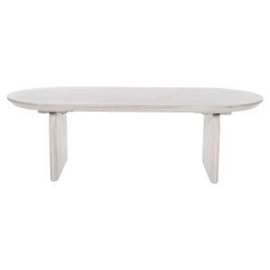Холна маса Oval Honky Santorini Wood Hm9710 от масивно мангово дърво в бял цвят 130x60x35hcm