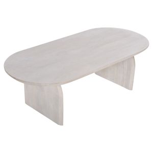Холна маса Oval Honky Santorini Wood Hm9710 от масивно мангово дърво в бял цвят 130x60x35hcm