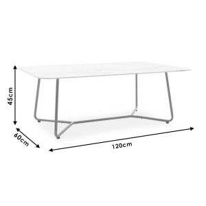 Coffee table Paris white glass top 8mm 120x80x45cm