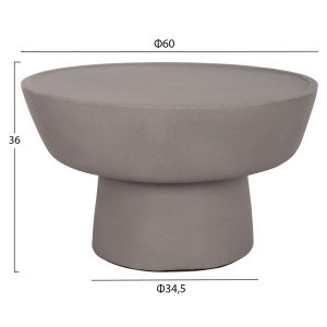 Coffee table Pirson Hm18155.03 fiber cement in gray - Φ60x36hcm.