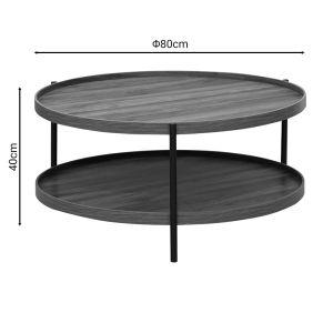 Холна маса Portogie с плот Mdf цвят орех и черни метални крака D80x40cm
