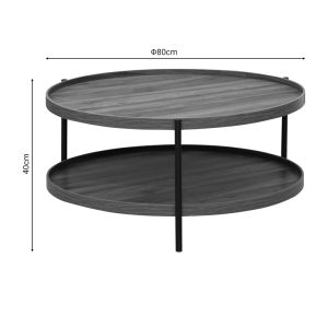 Холна маса Portogie с плот Mdf цвят орех и черни метални крака D80x40cm