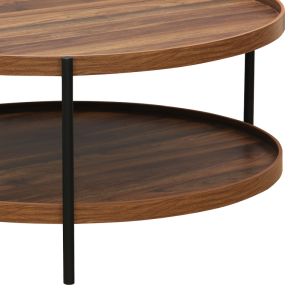 Холна маса Portogie с плот Mdf цвят орех и черни метални крака D80x40cm