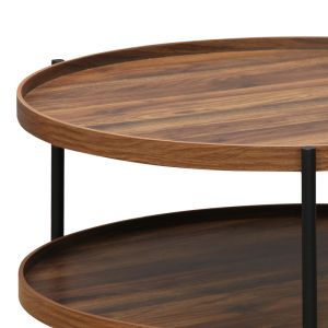 Холна маса Portogie с плот Mdf цвят орех и черни метални крака D80x40cm