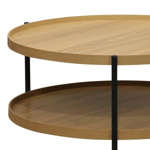 Холна маса Portogie с плот от Mdf в натурален цвят и черни метални крака D80x40cm