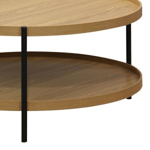 Холна маса Portogie с плот от Mdf в натурален цвят и черни метални крака D80x40cm