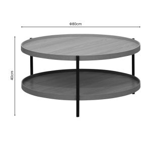 Холна маса Portogie с плот от Mdf в натурален цвят и черни метални крака D80x40cm