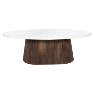 Холна маса Purger Hm9716 от масивно мангово дърво и бял мраморен плот 120x70x38hcm