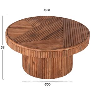 Холна маса Ranne Hm9694 акация масив в натурален цвят D80x38hcm