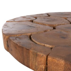 Холна маса Ribben Hm9553 от масивно дърво суар в натурален цвят с черни метални крака D80x45hcm