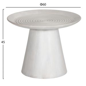 Холна маса Ross Santorini Wood Hm9709 от масивно мангово дърво в бял цвят D60x45hcm