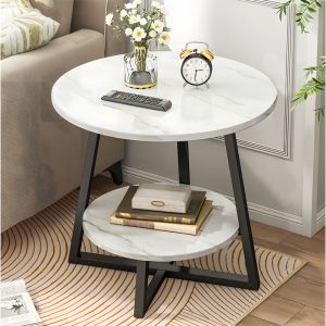 Холна маса Rota Mdf цвят бял мрамор/черен D60x60cm