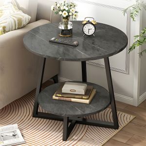 Холна маса Rota плот Mdf цвят тъмно сив мрамор/черен D60x60cm
