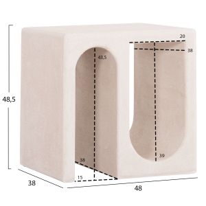 Coffee table Santorini Hm18070 MDF in flesh white color 48x38x48.5hcm.