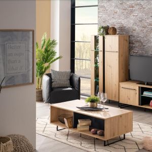Coffee table Sardinia artisan oak color / black 120.5*60.5*42.5