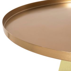 Холна маса Scal, зелен стъклен плот и златен метален плот D76x43,5hcm Hm9724