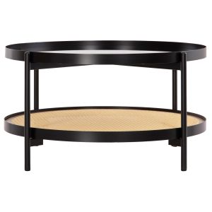 Coffee table Seitz Hm18030 glass top-metal-rattan in natural Φ80x45hcm.