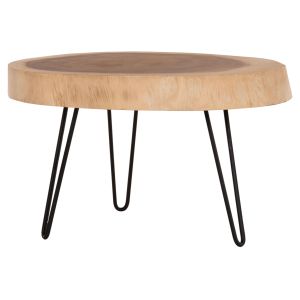Coffee table Servon Hm9912 suar wood in natural color - metal legs in black 76x67x44cm.
