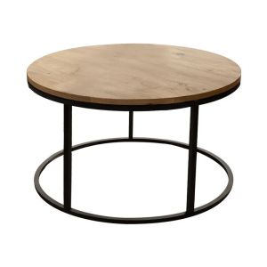 Холна маса Sikele с естествен цвят и черни метални крака, диаметър 60x40 см