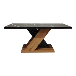 Solange coffee table in sonoma color with black marble look 110x55x47.5 cm