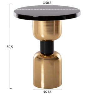 Холна маса Suratti Hm4236,04 метална емайл лак черен/златен D50,5x59,5hcm