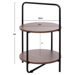 Холна маса Sylo Hm9618,02 Mdf цвят орех с черна метална рамка D44x66hcm