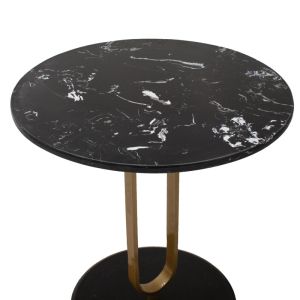 Холна маса Trevo R с мраморен ефект в черно и златно D50x54,5cm