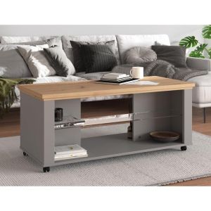 Coffee table Valencia color graphite gray/artisan oak/matt gray 114.5*50.5*49cm