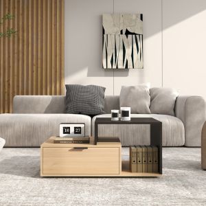 Coffee table Vople in natural dark gray color 90x50x40cm