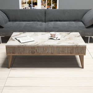 Холна маса Warm Marble Luxury в цвят орех и мраморен дизайн Hm9505,03
