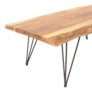 Холна маса за кафе Miles Industrial масивно акациево дърво в естествен нюанс 115x69x41см